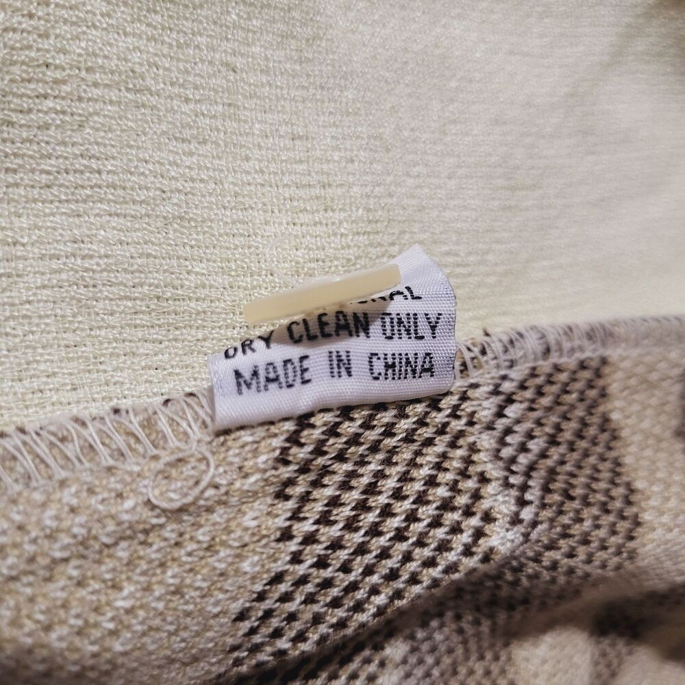 Silversilk Luxe Cream & Brown Linen Blend Knit Button-Up Cardigan Unisex L-‎ XL - Picture 7 of 9